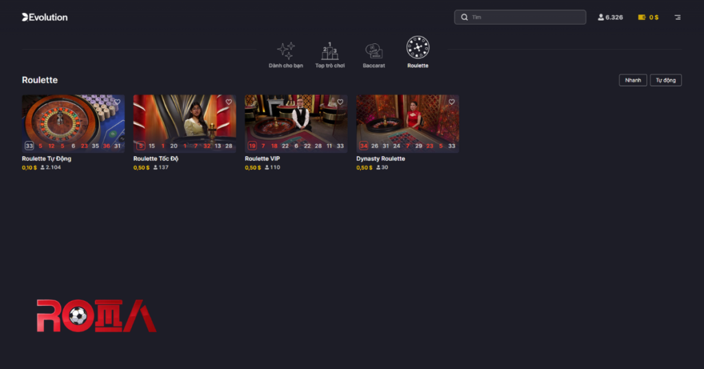 Live casino EVOLUTION